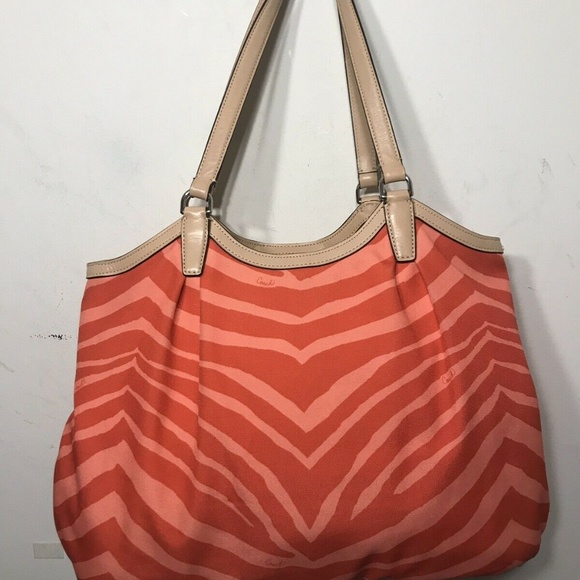 COACH Pink Animal Print Canvas Tote Bag - Picture 4 of 8